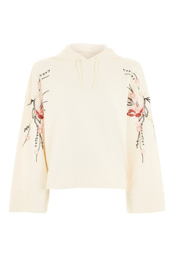 Embroidered hoodie - creme