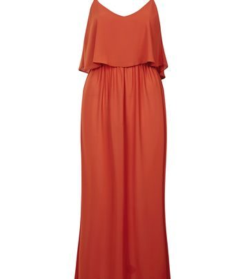 Maxi strap dress with ruffles by Oh My Love - Orange