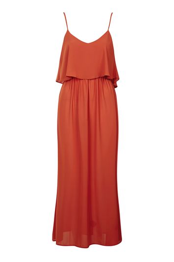 Maxi strap dress with ruffles by Oh My Love - Orange