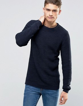 Selected Homme - light knitted sweater - navy blue