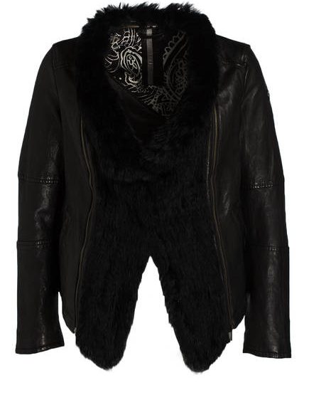 MILESTONE Leather jacket AMALIE with fur trim