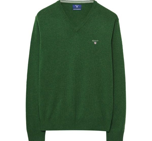 GANT Lambswool-Pullover mit V-Ausschnitt - Grün