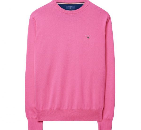GANT Cotton stretch round neck sweater - pink