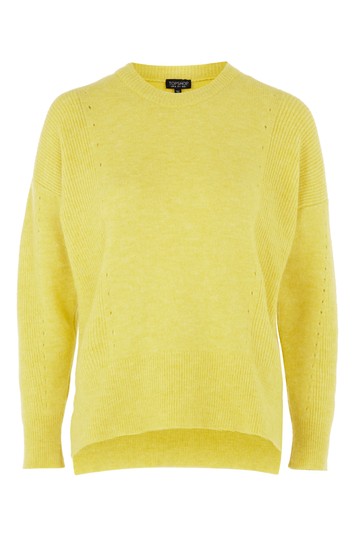 Ripped Ajour-sweater with v-neck - yellow